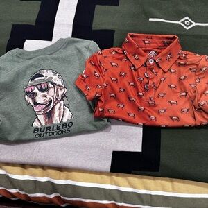 Burlebo Outdoors Green Dog Graphic Tee & Rust Dog Polo Set